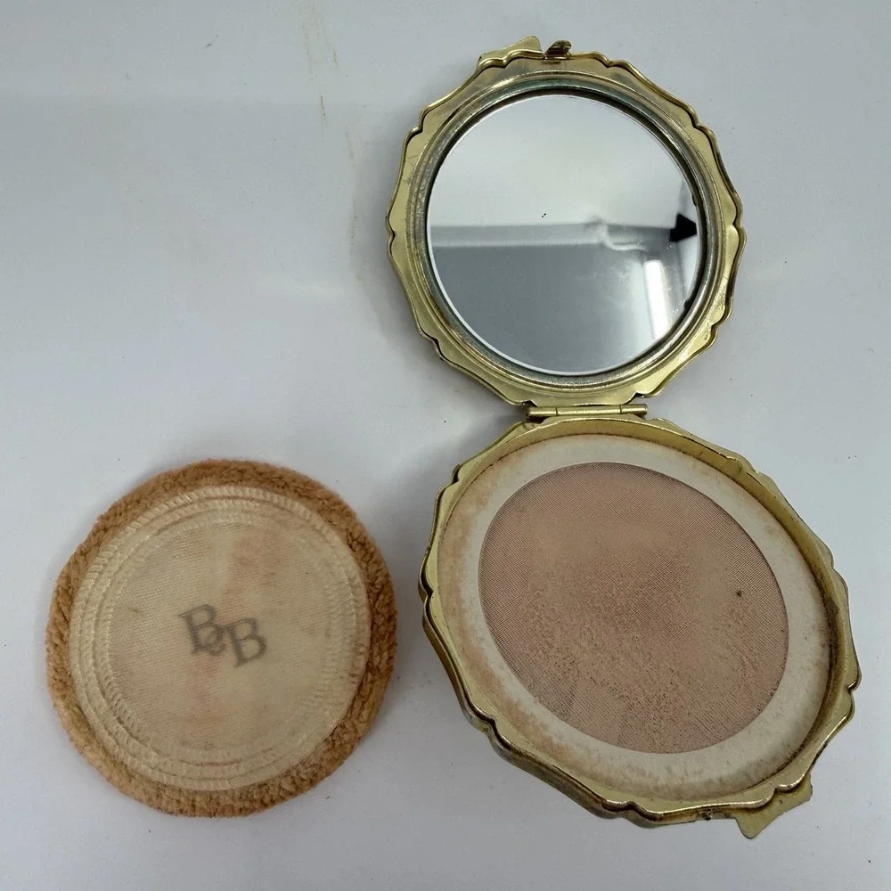 Vintage‎ Japanese Satsuma Style Peacock Porcelain Makeup Powder Compact Mirror